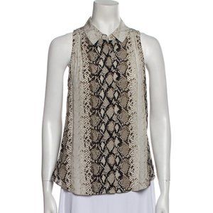 JOIE WOMENS SILK ANIMAL PRINT SLEEVELESS SILK BLOUSE TOP  SIZE S